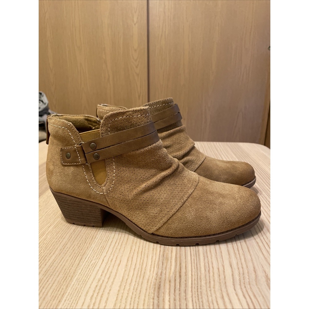 Earth Origins Suede Ankle Boots Bone Brown Size 10 Odel